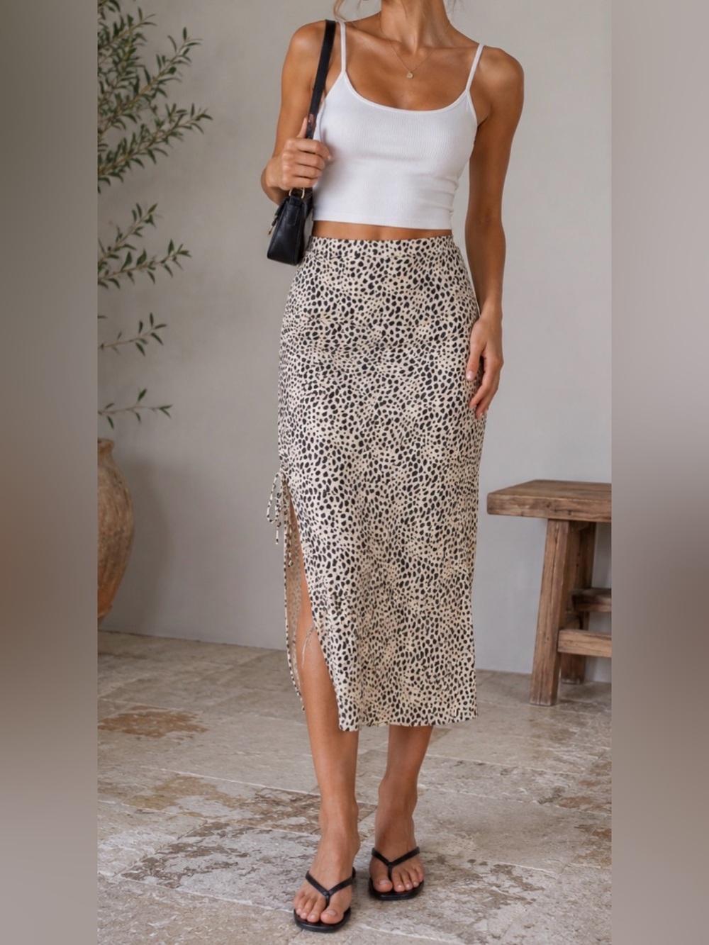 URBAN Romantics Cream Black Midi Pencil Skirt
